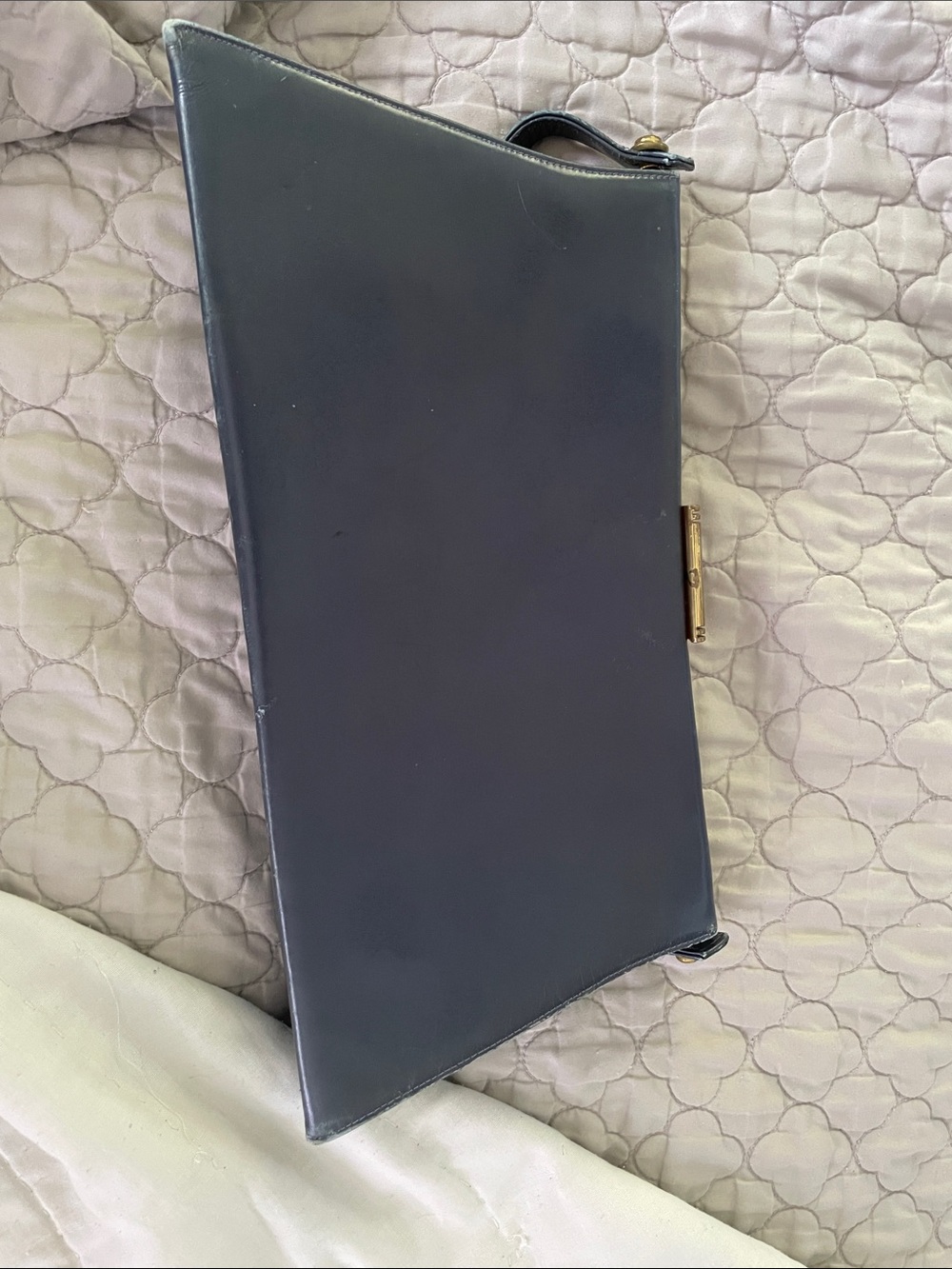 Vintage Dal’on Women’s Navy Leather Envelope Bag with gold accented hardware